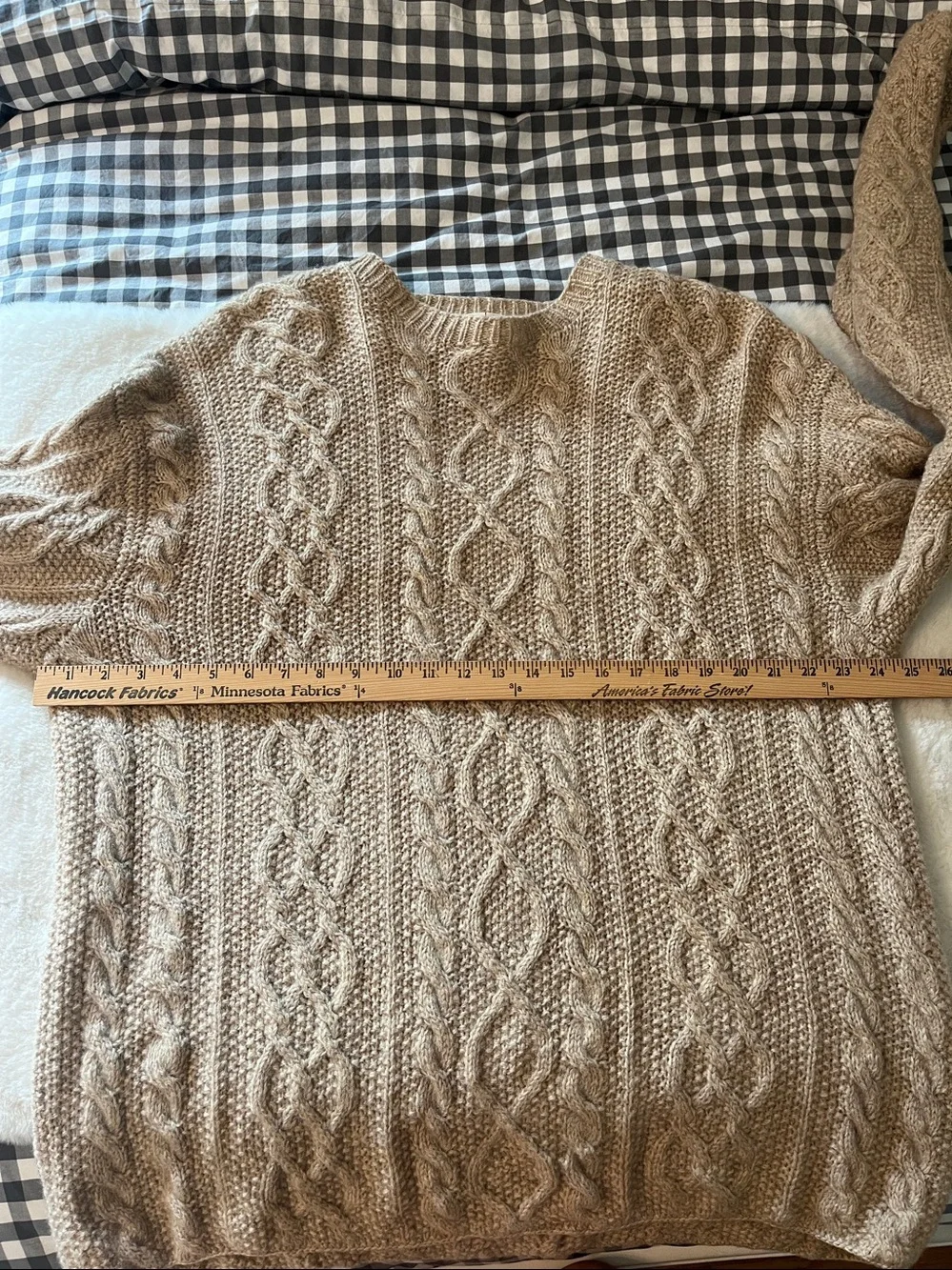 J. Crew Oarsman 100% WOOL Fisherman Sweater Beige/Oatmeal Men's Size Large